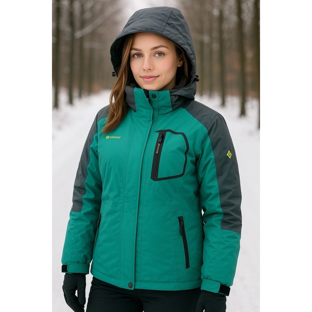 Gemyse Jacket‎ Womens S Green Hooded Waterproof Windproof Ski Snow Rain Outdoor